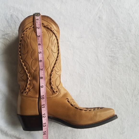 SOLD! Dan Post Leather cowboy cowgirl boots tan - Picture 3 of 8